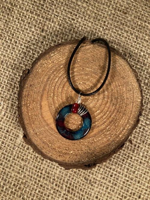 Red &amp; Green Washer with Bead Pendant