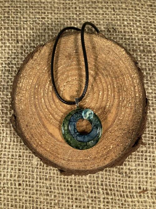 Green &amp; Blue Double Washer with Bead Pendant