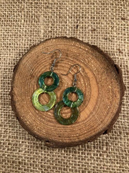 Green &amp; Yellow Double Washer Earrings