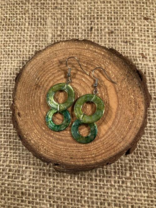 Green &amp; Yellow Double Washer Earrings