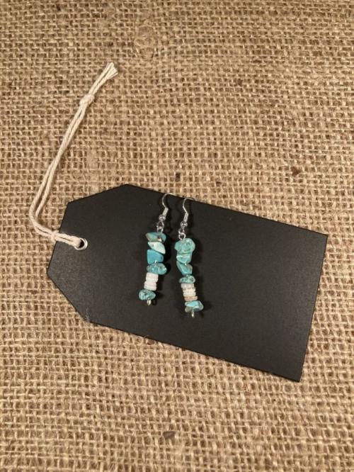 Turquoise &amp; Shell Silver Earrings