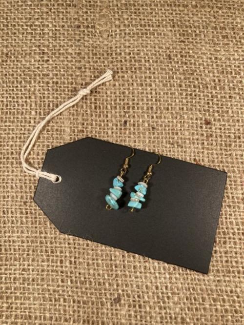 Turquoise &amp; Shell (Alternating) Gold Earrings