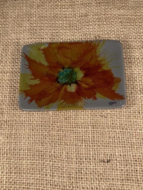 Orange Flower on Gray Trinket Dish