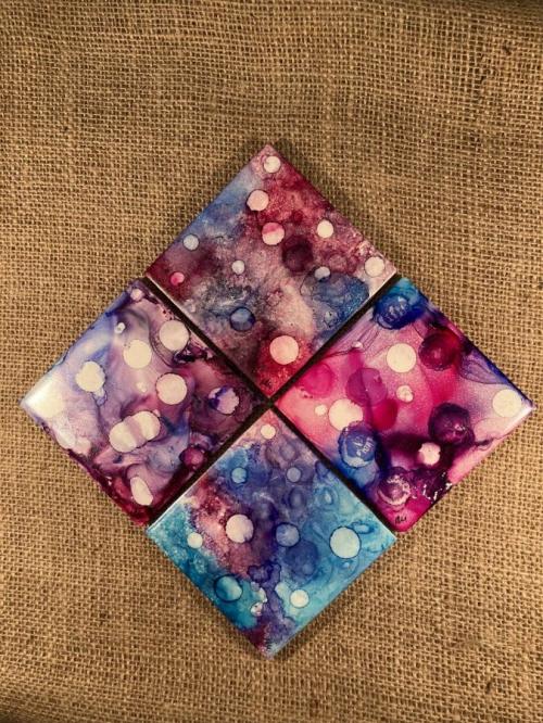 Jewel Tones Bubbly Coasters (Set of 4)