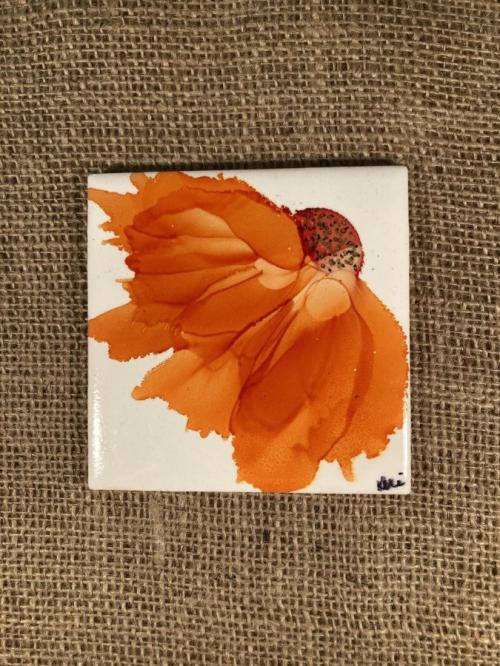 Sunset Orange Profile Flower Coasters