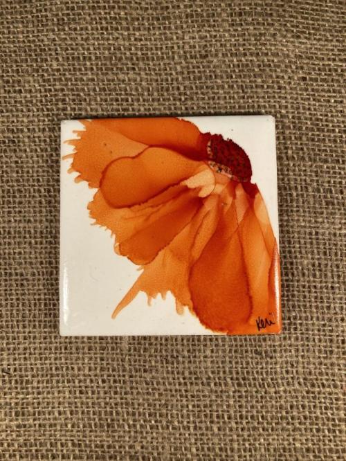 Sunset Orange Profile Flower Coasters