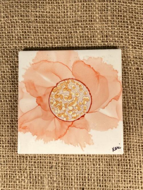 Shell Pink Flower Coaster