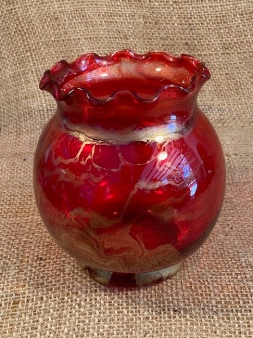 Red Fishbowl Vase