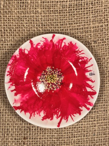 Fuschia Flower Trinket Dish 