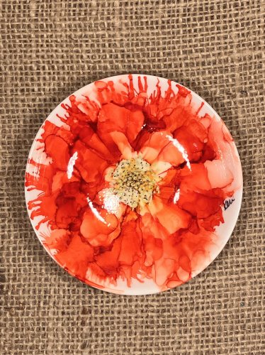 Red Flower Trinket Dish