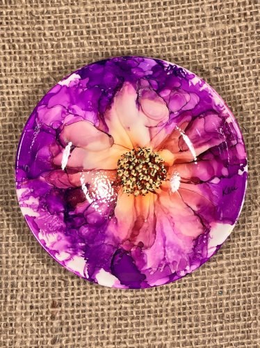 Fuschia Flower Trinket Dish