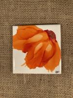 Sunset Orange Profile Flower Coasters