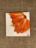 Sunset Orange Profile Flower Coasters